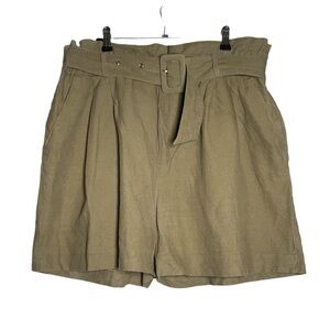 ZARA Khaki Paper Bag Belted Shorts